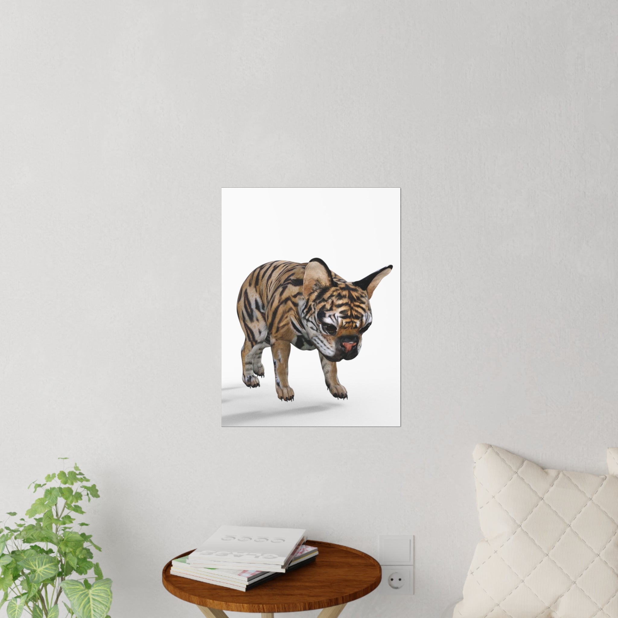 Tiger Frenchie (French Bulldog) NAUGHTY ~ WHITE Wall Decal 18"x24"