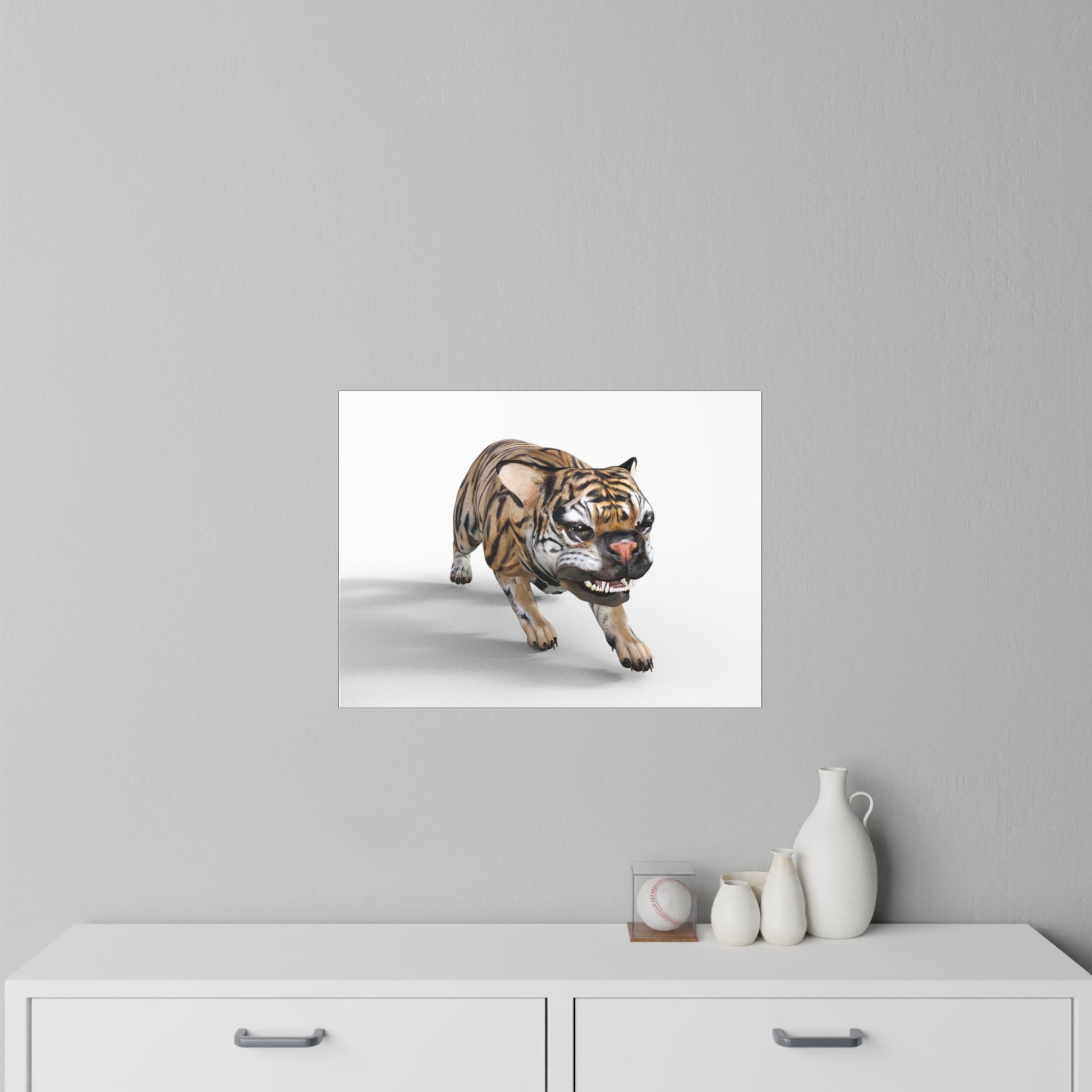 Tiger Frenchie (French Bulldog) FIERCE ~ WHITE Wall Decal 18" x 24"