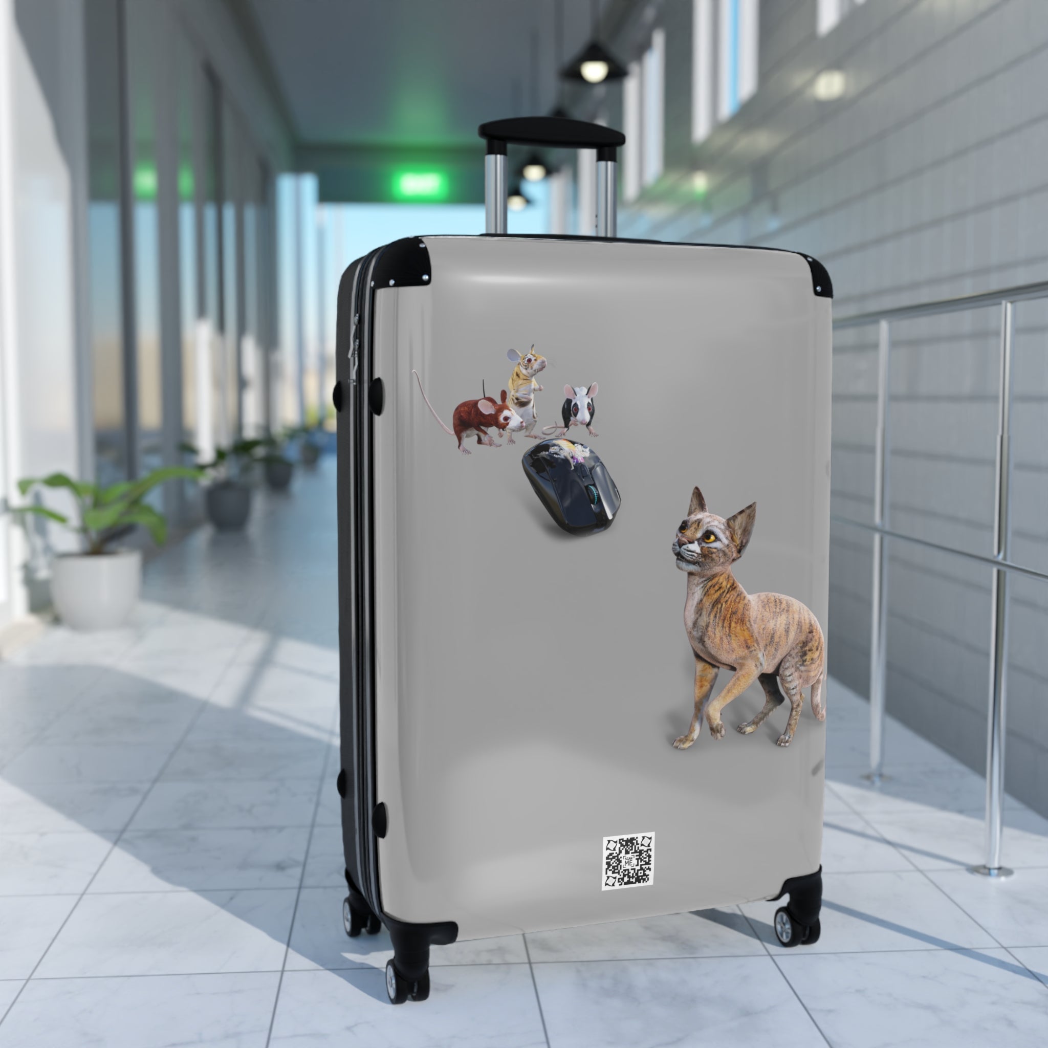 Tiger Sphynx Cat 3 MICE ~ LIGHT GREY Suitcase in 3 sizes