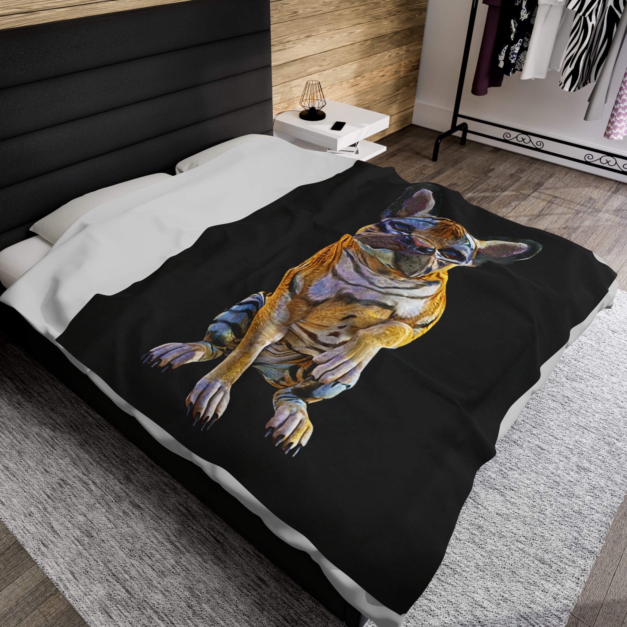 Tiger Frenchie (French Bulldog) ~ BE MY FRIEND Velveteen Plush Blanket