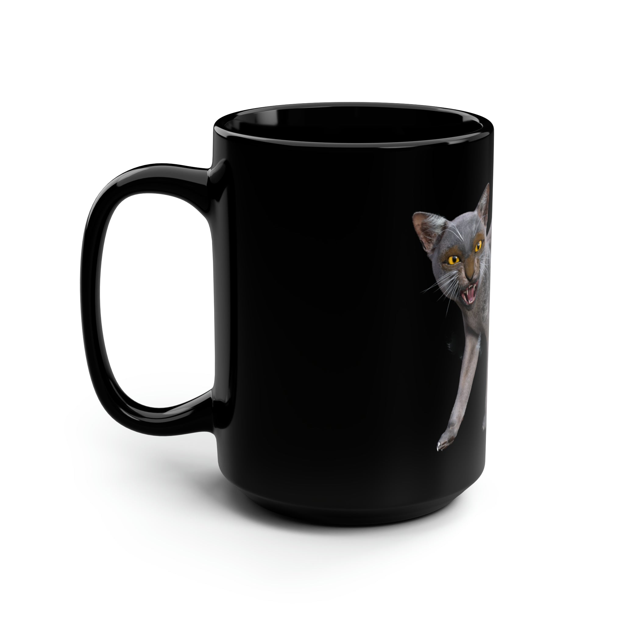 Werewolf Cat FIERCE Black Mug, 15oz