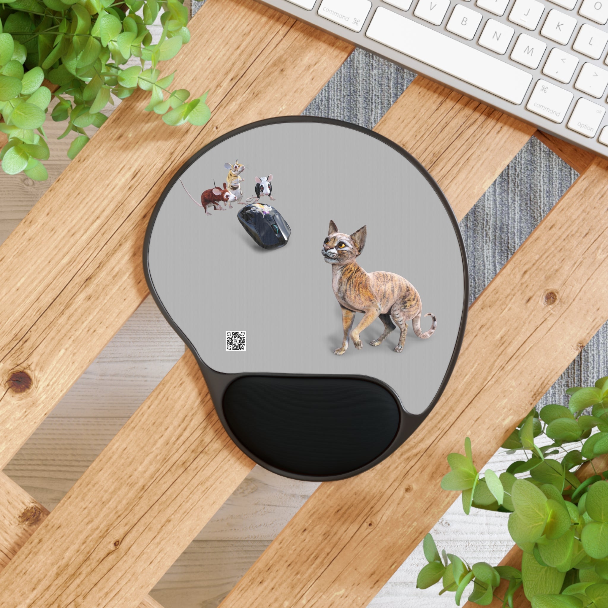 Tiger Sphynx Cat 3 MICE ~ Mouse Pad With Wrist Rest