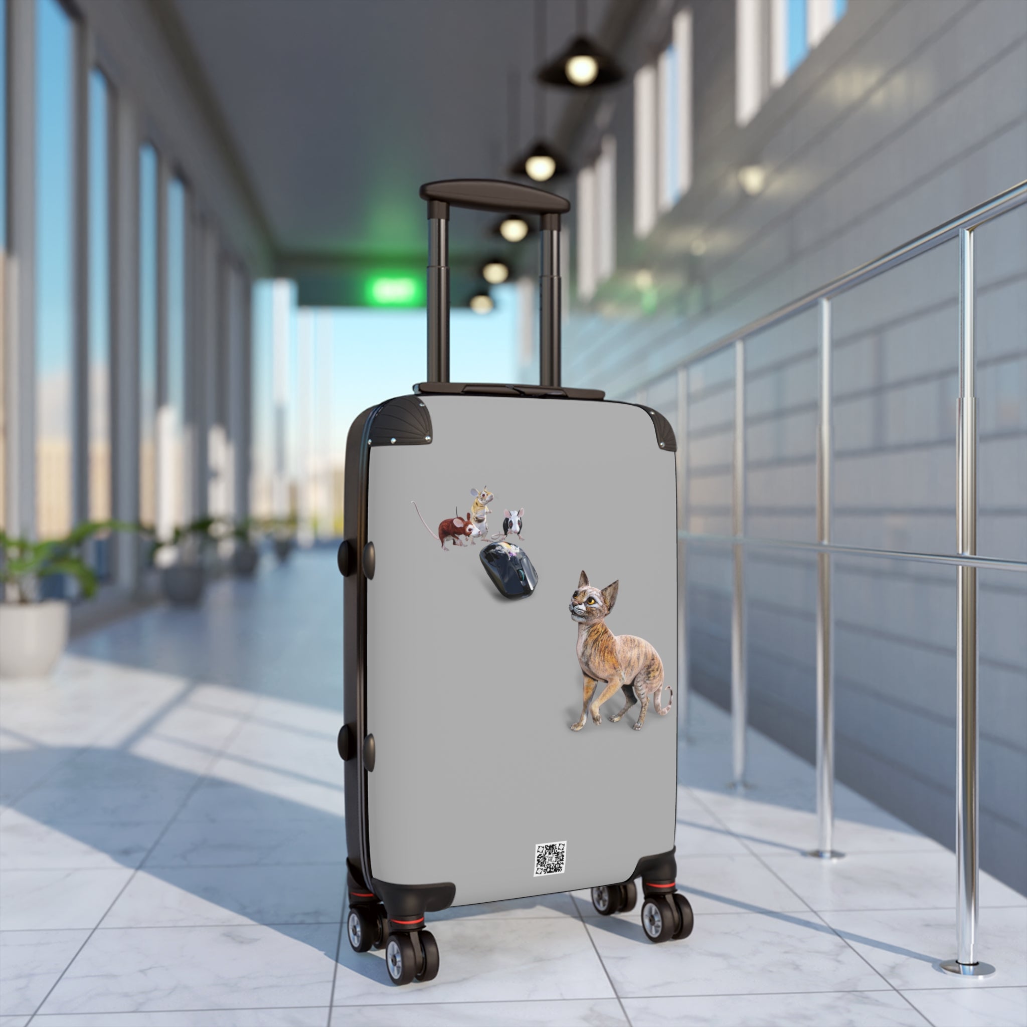 Tiger Sphynx Cat 3 MICE ~ LIGHT GREY Suitcase in 3 sizes