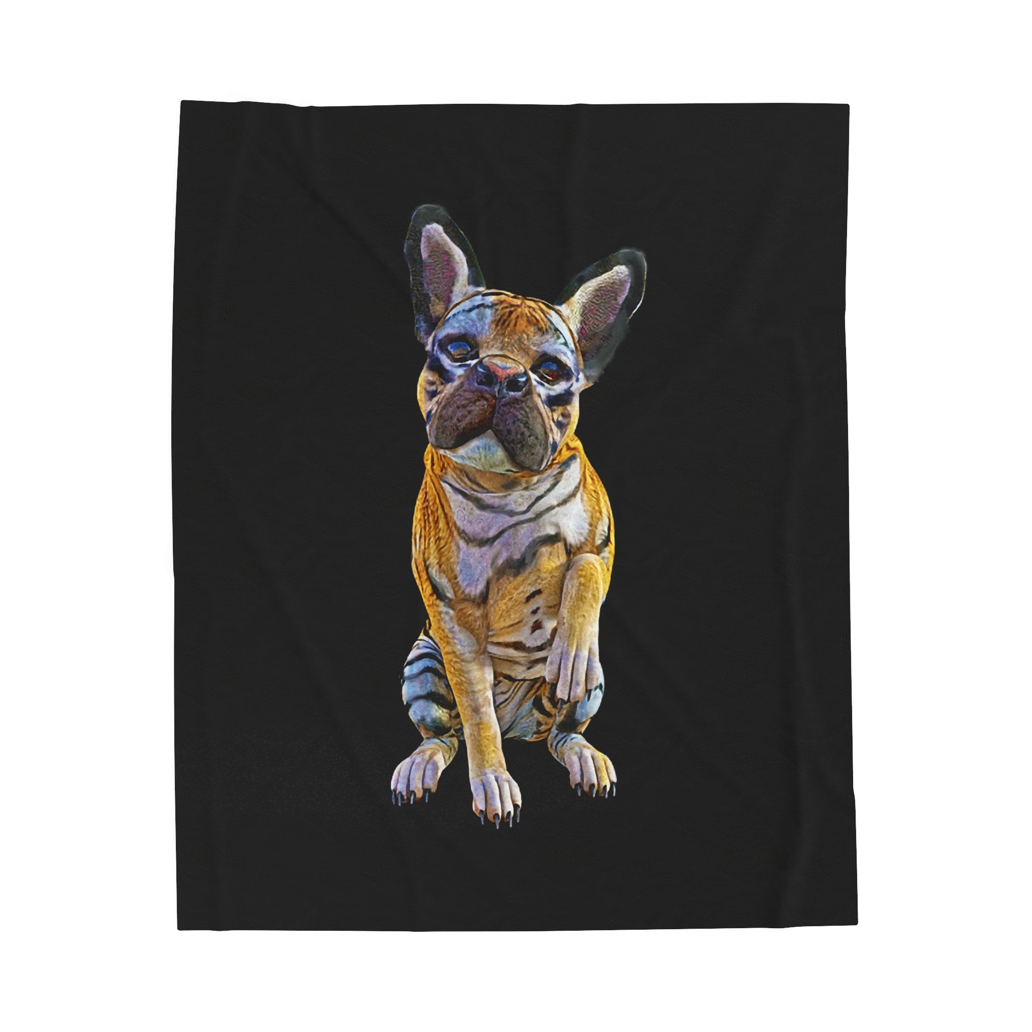 Tiger Frenchie (French Bulldog) ~ BE MY FRIEND Velveteen Plush Blanket