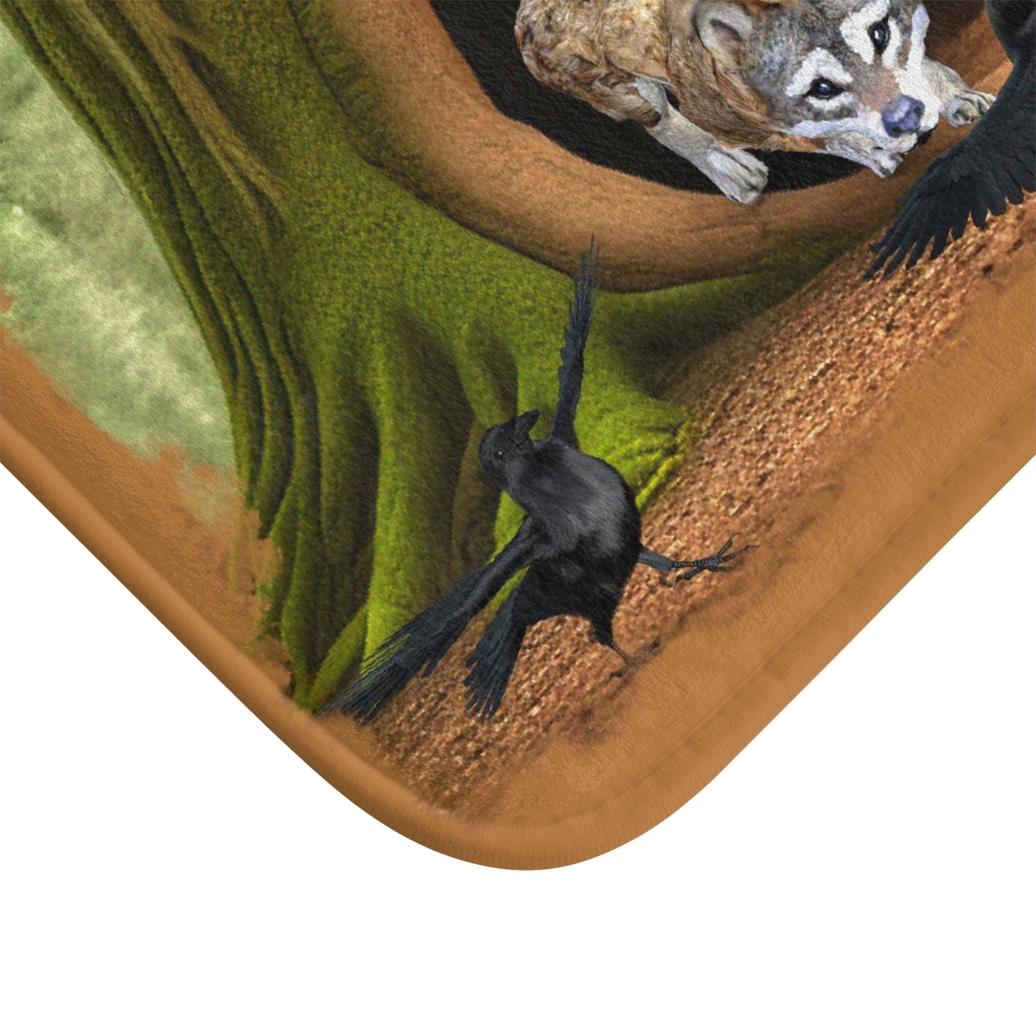Anihowls™ ~ WOLF PUPS WITH CROWS Bath Mat