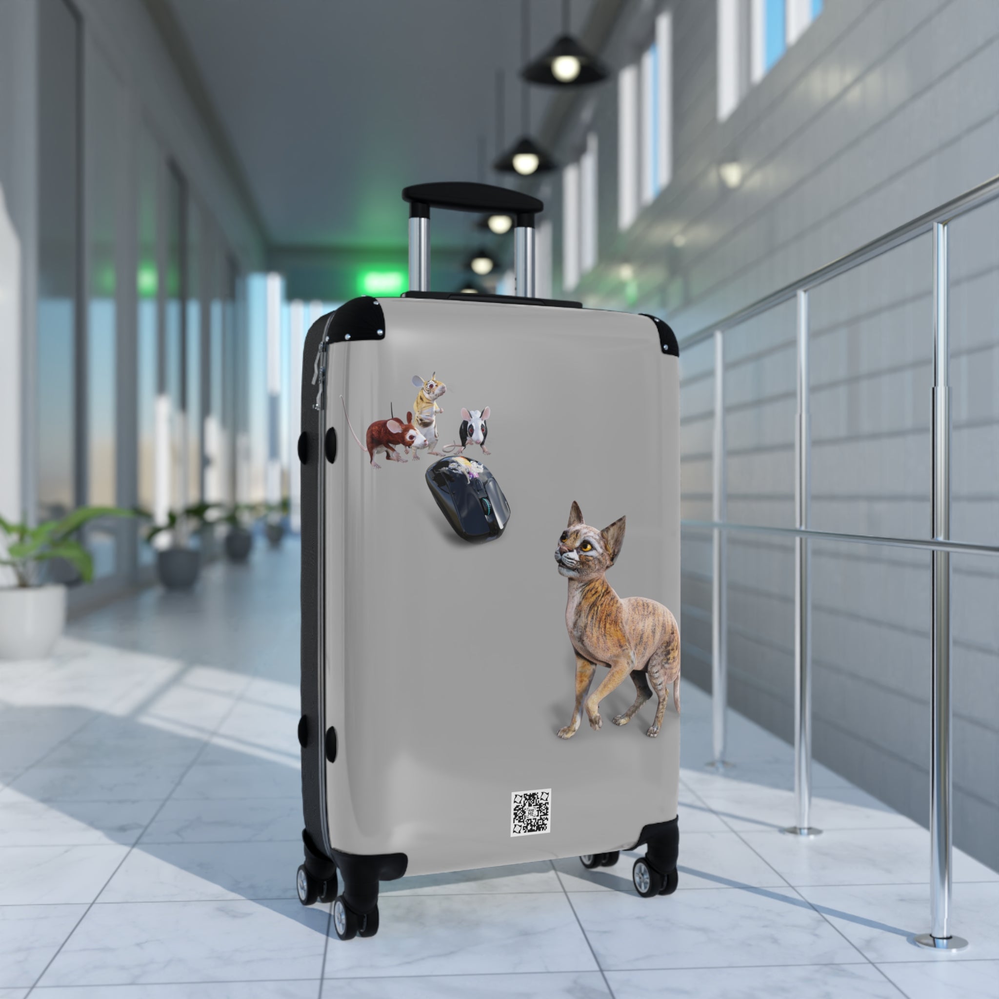 Tiger Sphynx Cat 3 MICE ~ LIGHT GREY Suitcase in 3 sizes