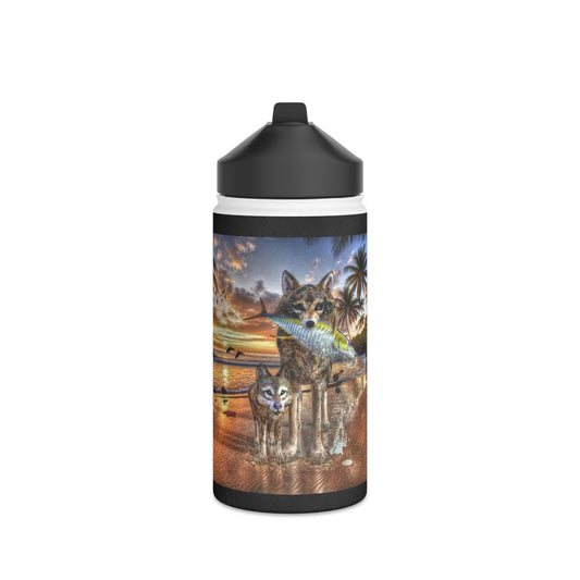 Anihowls™ Wolves ON THE BEACH 01 ~ Stainless Steel Water Bottle, Standard Lid