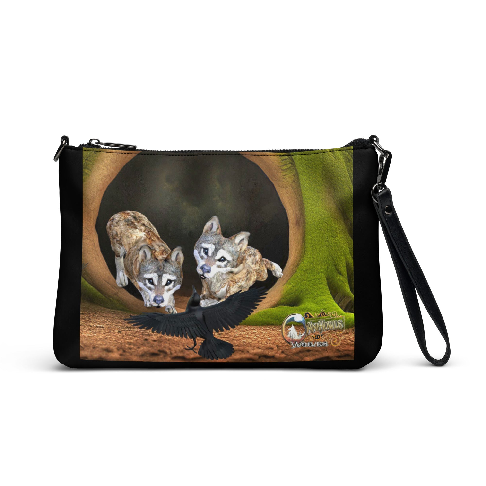 Anihowls™ Wolves ~ PUPS WITH CROWS Crossbody bag *LIMITED EDITION