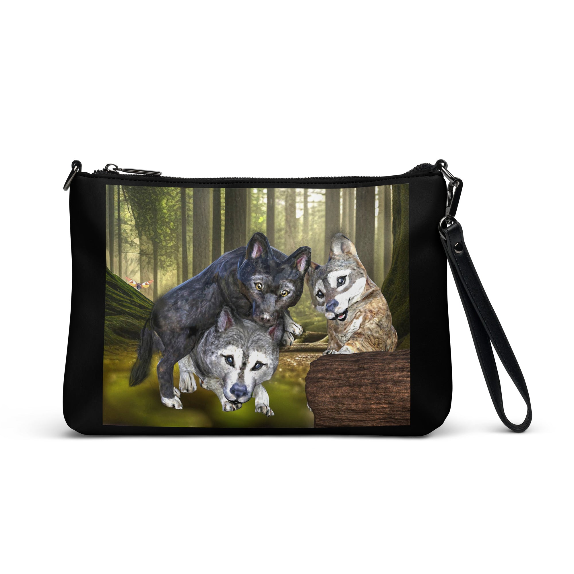 Anihowls™ Wolves ~ PUPS WITH CROWS Crossbody bag *LIMITED EDITION