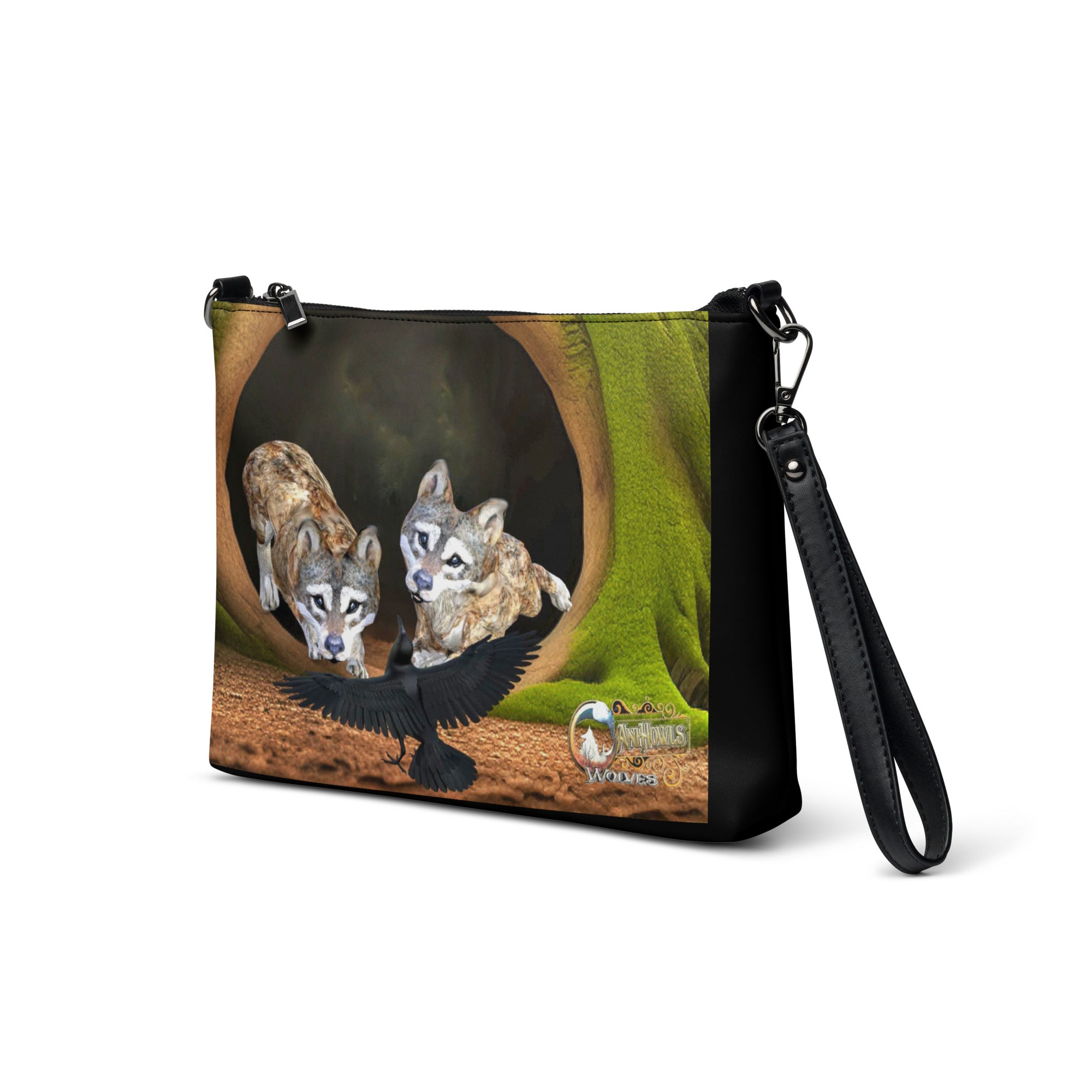 Anihowls™ Wolves ~ PUPS WITH CROWS Crossbody bag *LIMITED EDITION