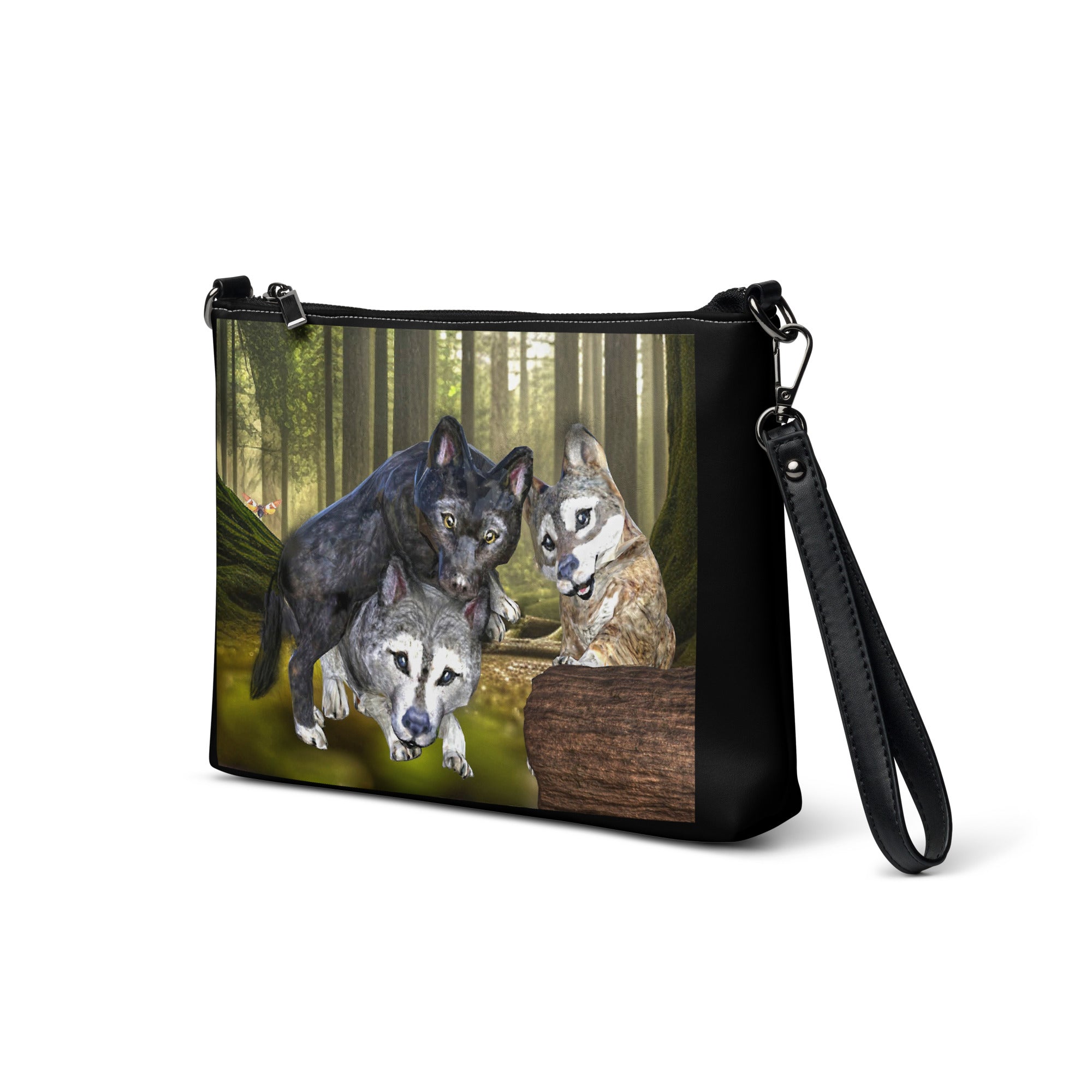 Anihowls™ Wolves ~ PUPS WITH CROWS Crossbody bag *LIMITED EDITION