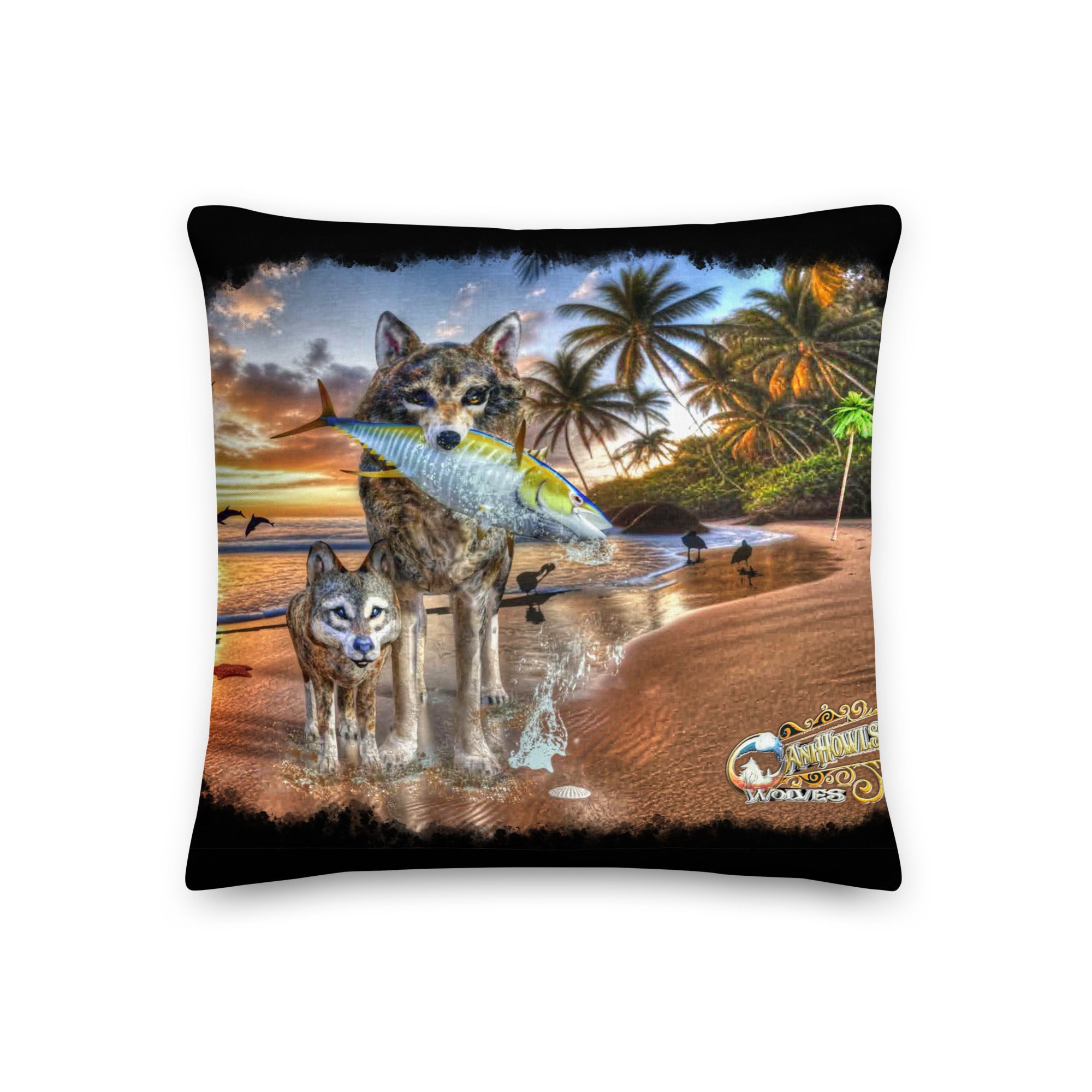 Anihowls™ Wolves ~ ON THE BEACH Premium Pillows *LIMITED EDITION