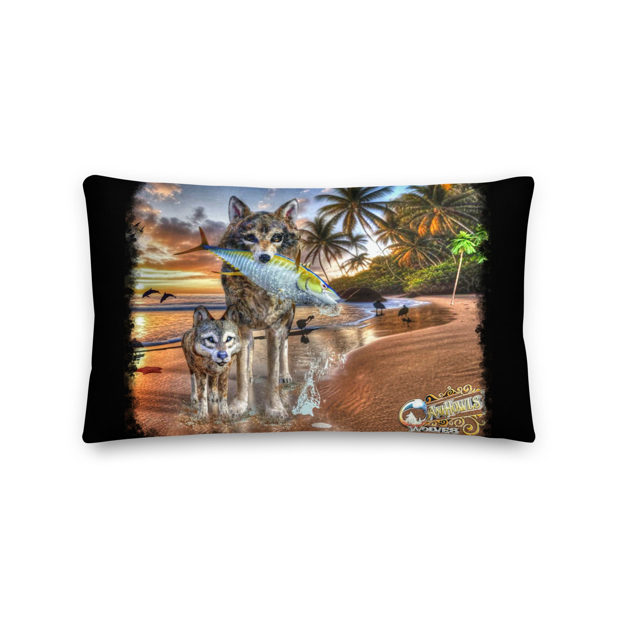 Anihowls™ Wolves ~ ON THE BEACH Premium Pillows *LIMITED EDITION