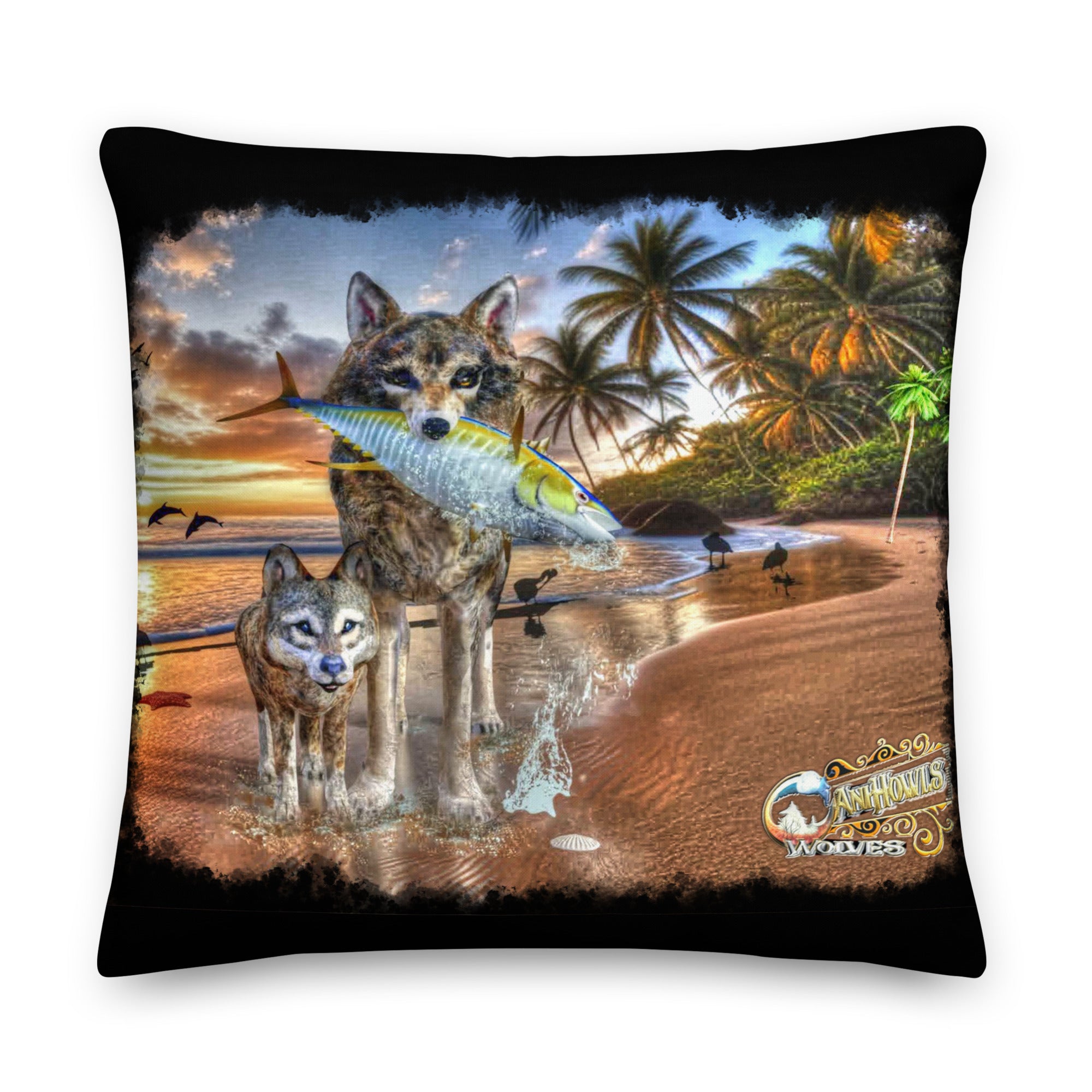 Anihowls™ Wolves ~ ON THE BEACH Premium Pillows *LIMITED EDITION