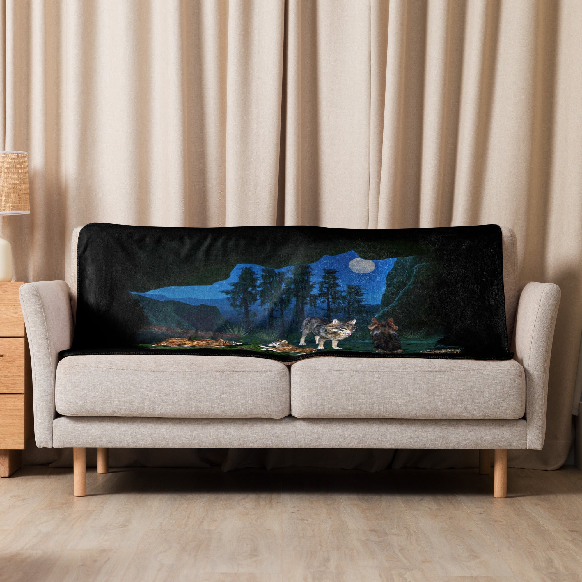 Anihowls™ Wolves ~ MOUNTAIN CAVE AT NIGHT blanket