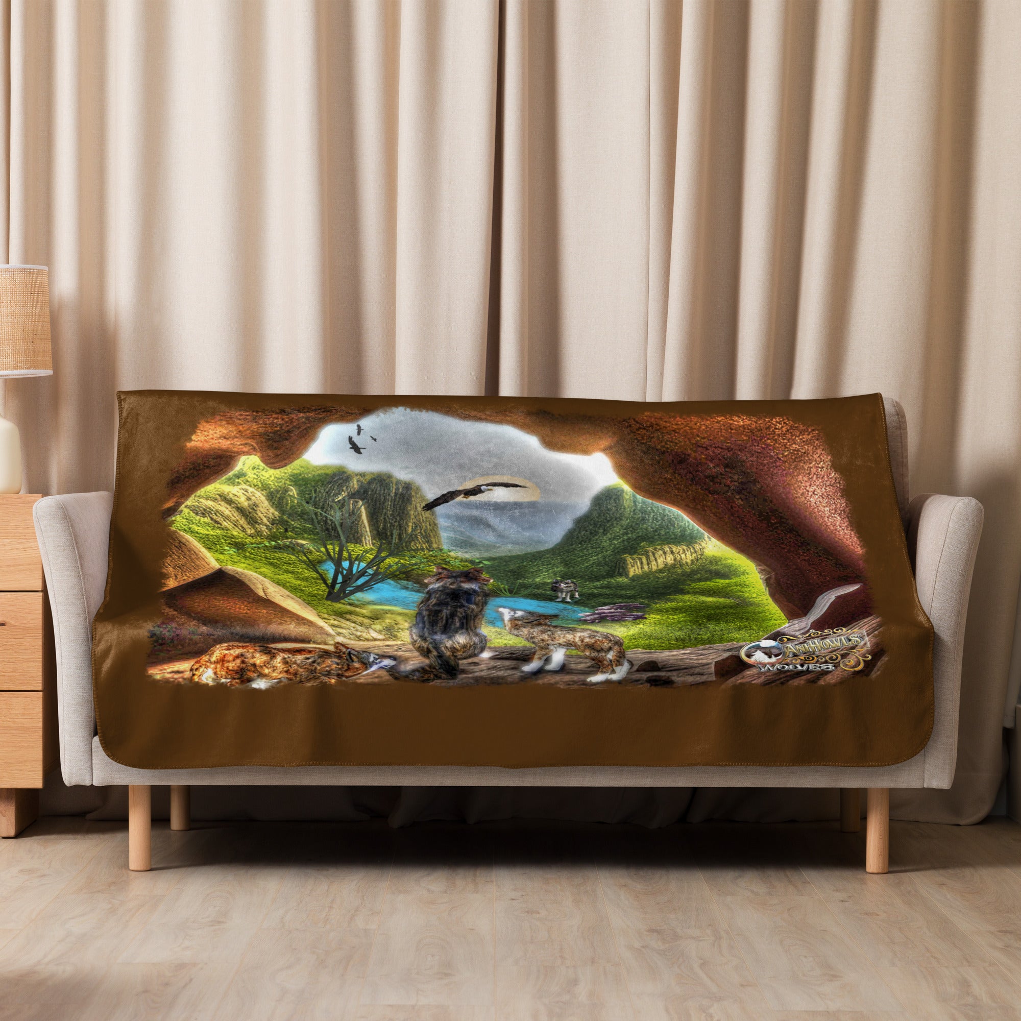 Anihowls™ Wolves ~ MOUNTAIN CAVE OVERLOOK blanket