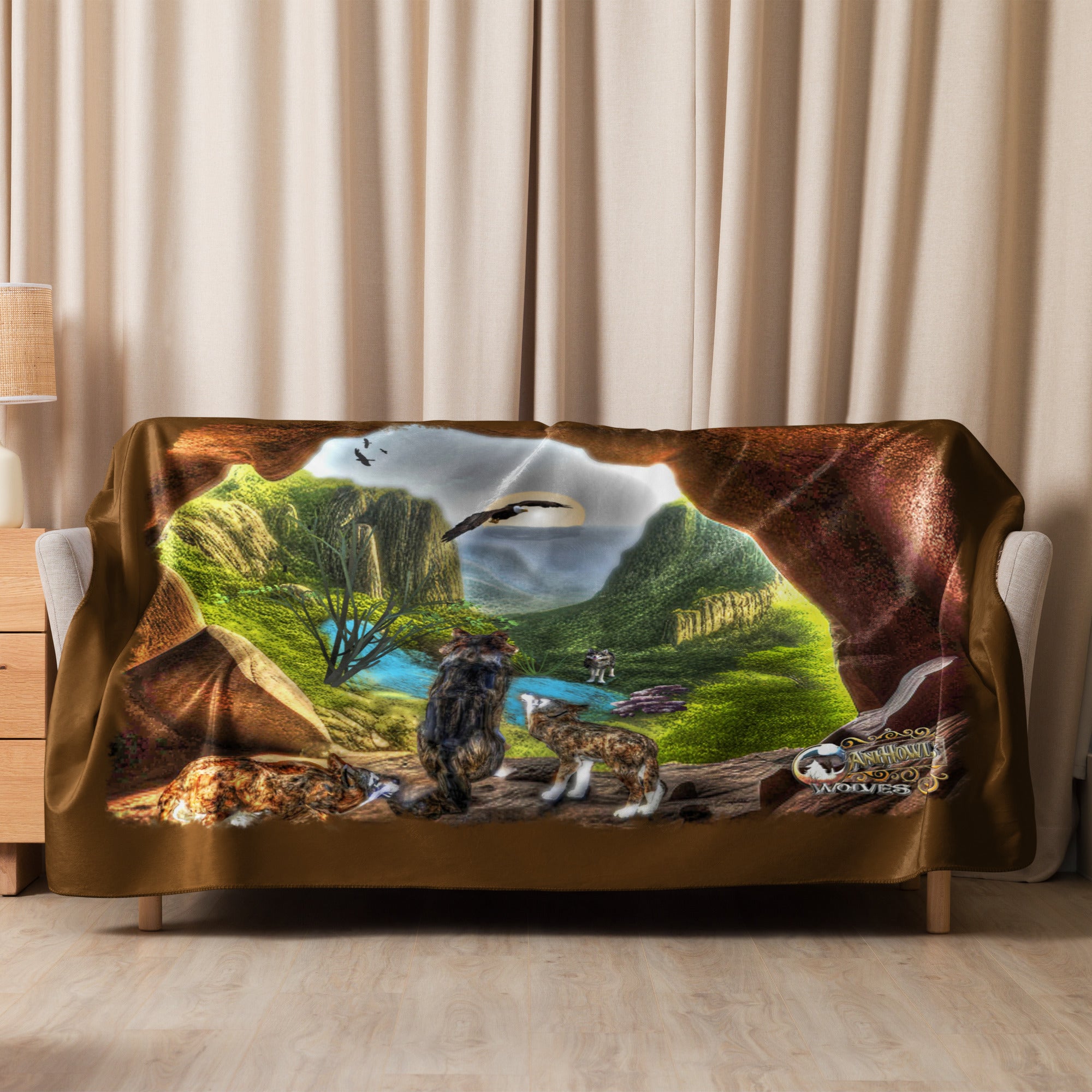 Anihowls™ Wolves ~ MOUNTAIN CAVE OVERLOOK blanket
