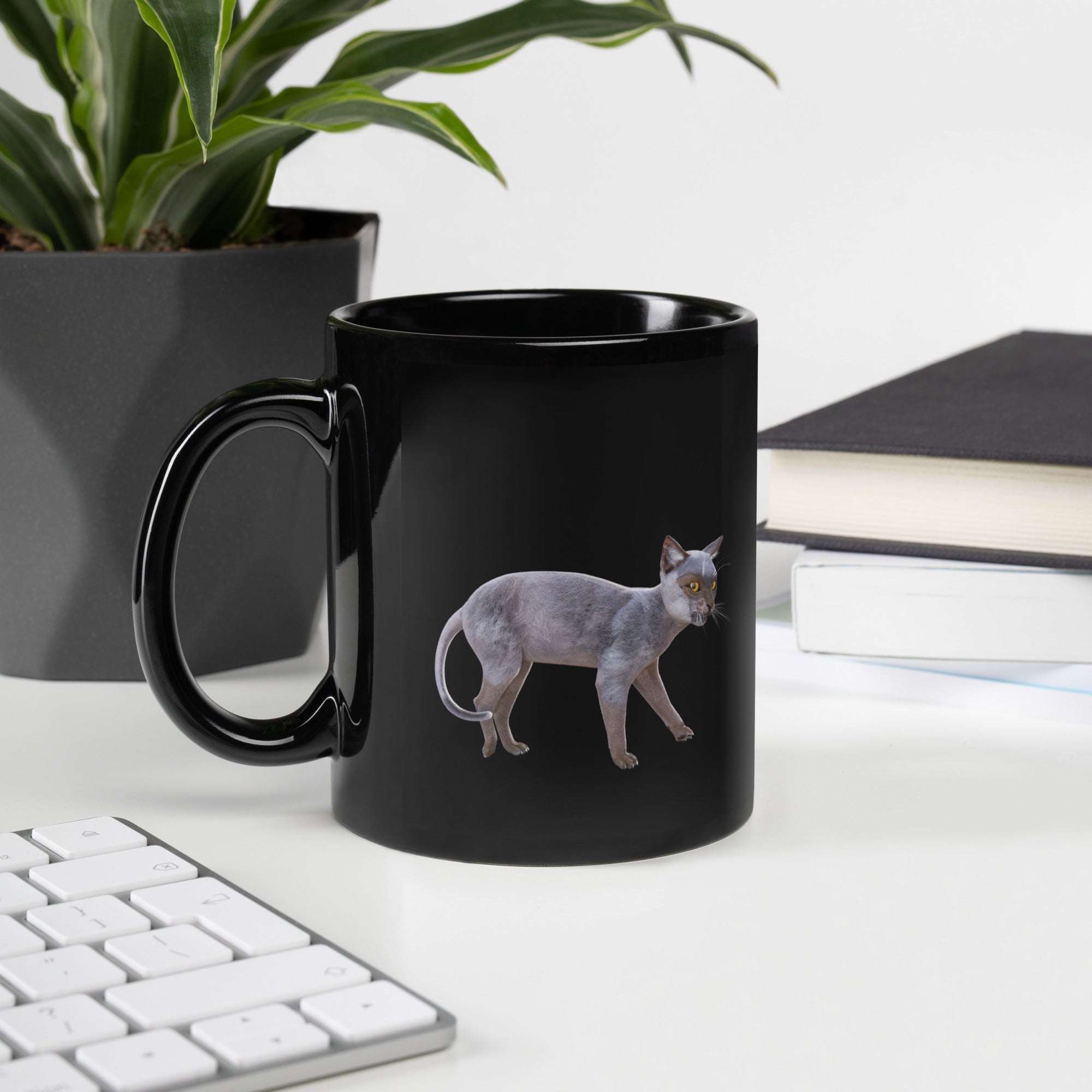 Werewolf Cat Black Glossy Mug ~ 11 & 15 oz