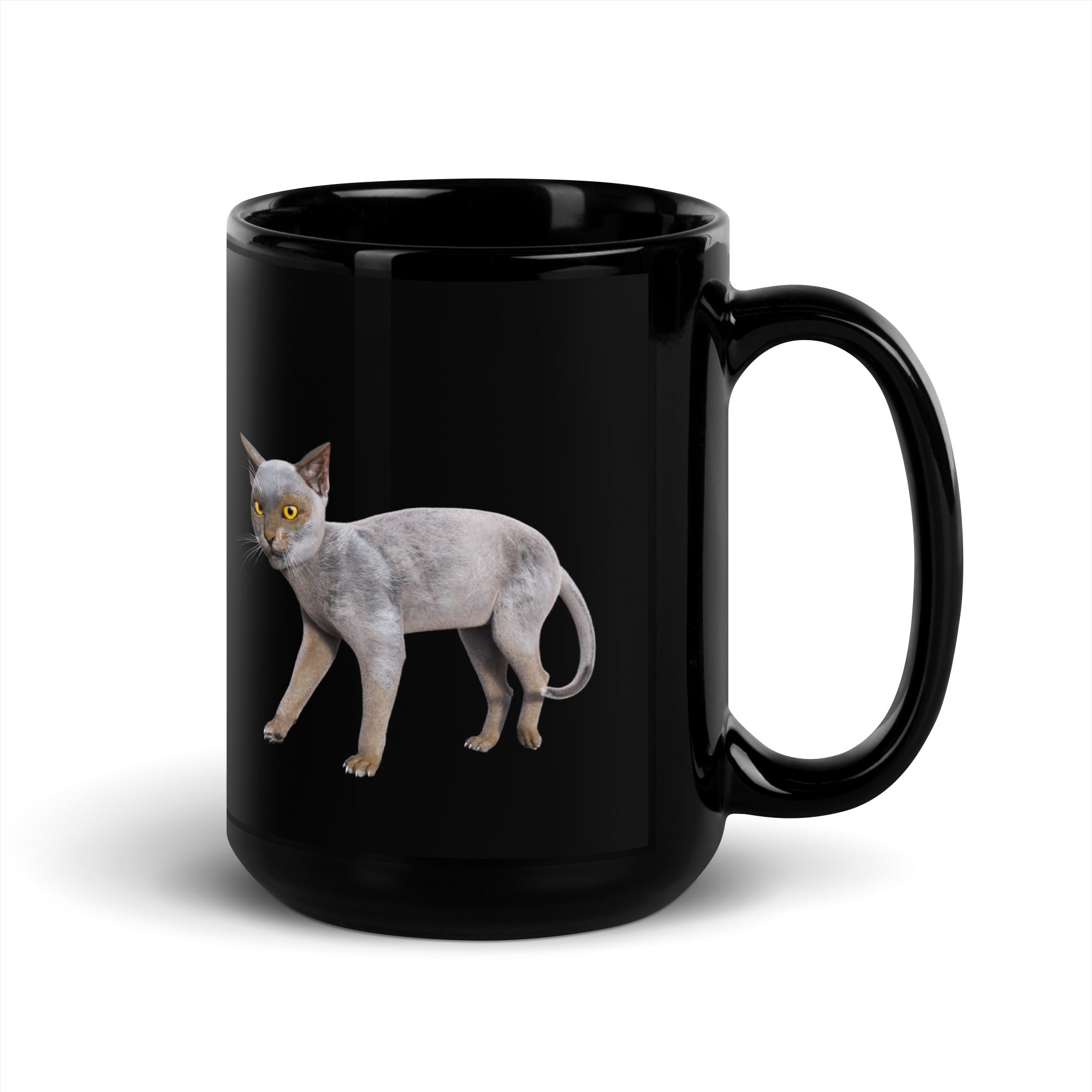 Werewolf Cat Black Glossy Mug ~ 11 & 15 oz