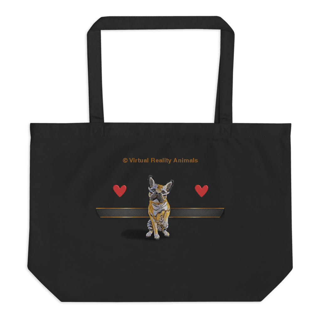 French Bulldog Art (Tiger Frenchie) - Large Organic Animal Print Tote Bag