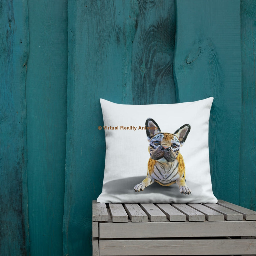 French Bulldog Decor (Tiger Frenchie) - Premium Designer Throw Pillows 18×18