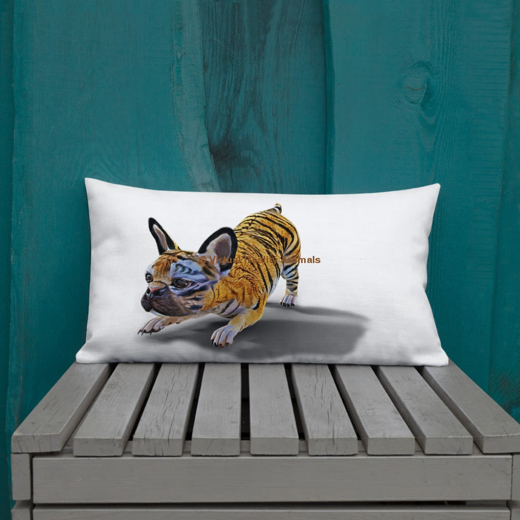 French Bulldog Decor (Tiger Frenchie) - Premium Designer Throw Pillows 20×12