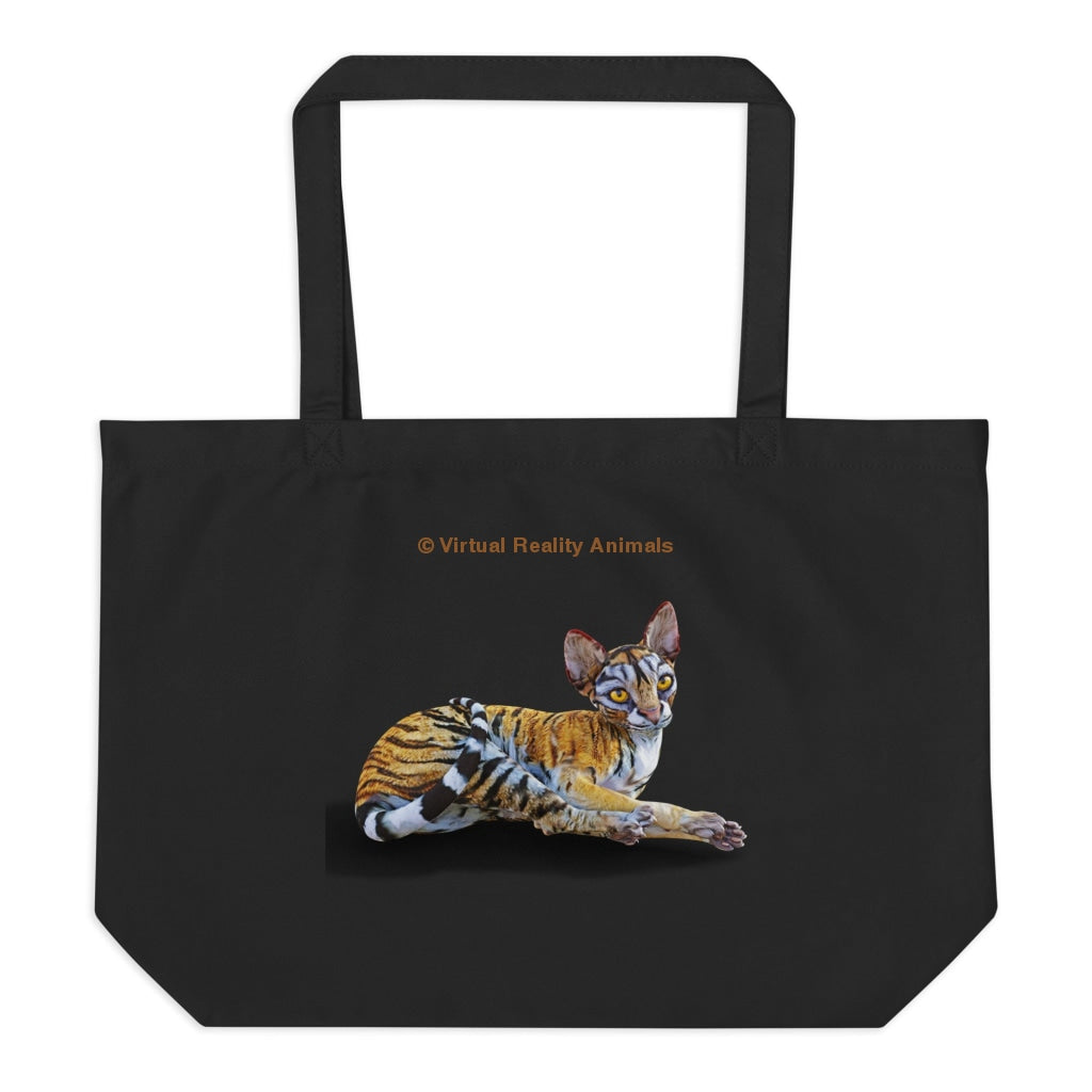 Frosted Sphynx Cat Art - Large Organic Animal Print Tote Bag Bags