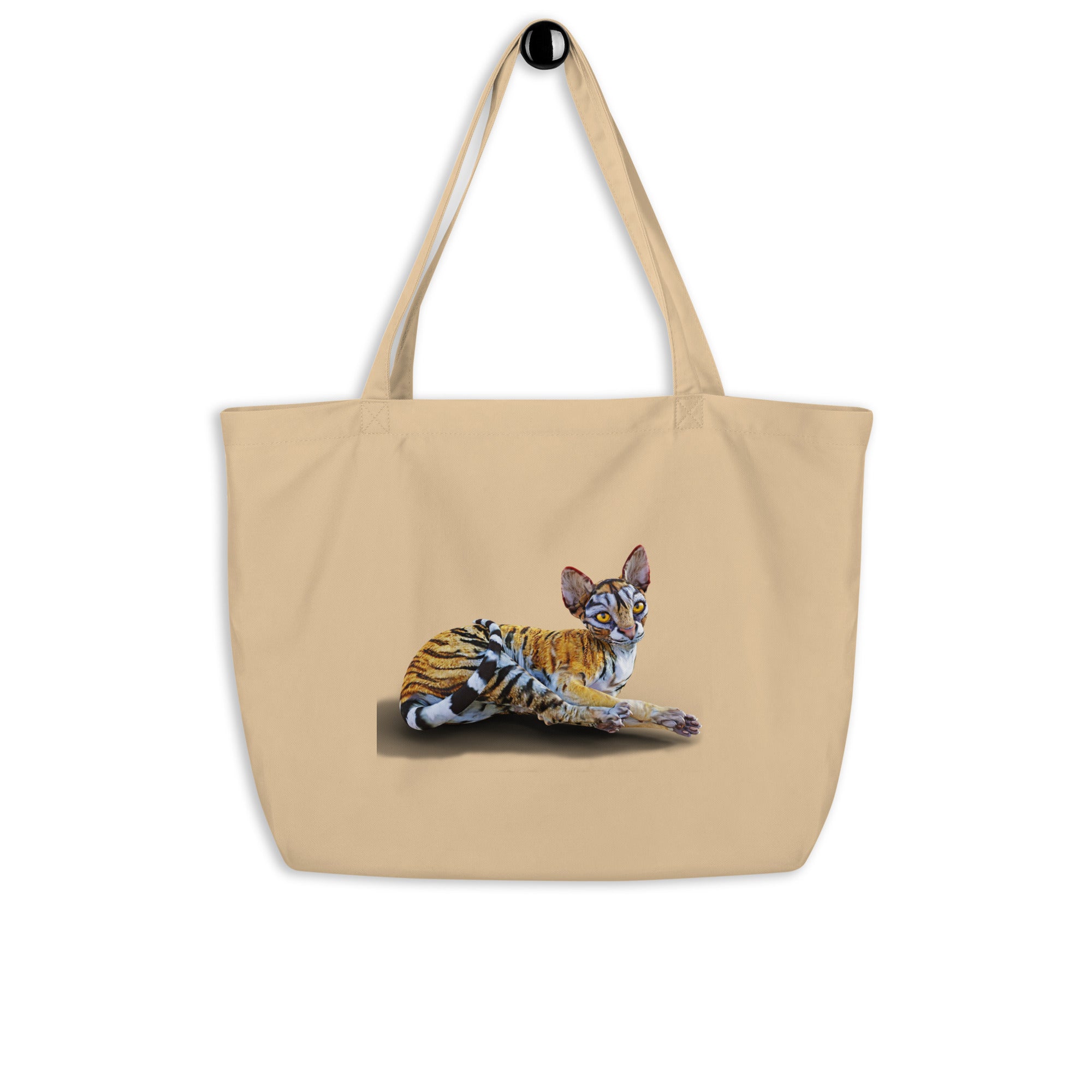 Frosted Tiger Sphynx Cat - Large animal print Tote bag