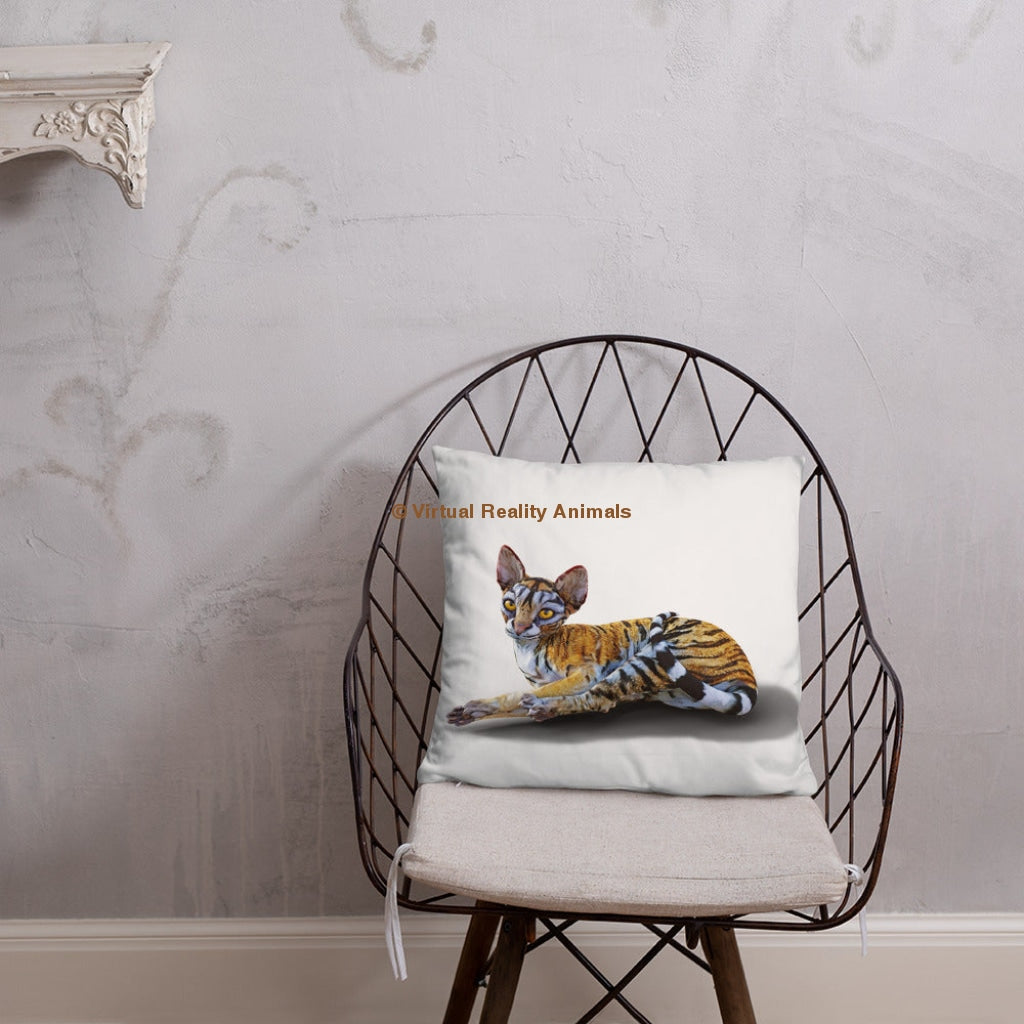 Tiger Sphynx Cat Art - Designer Throw Pillows 18×18
