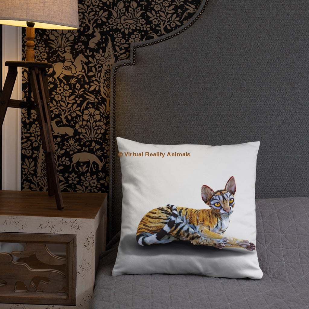 Tiger Sphynx Cat Art - Designer Throw Pillows