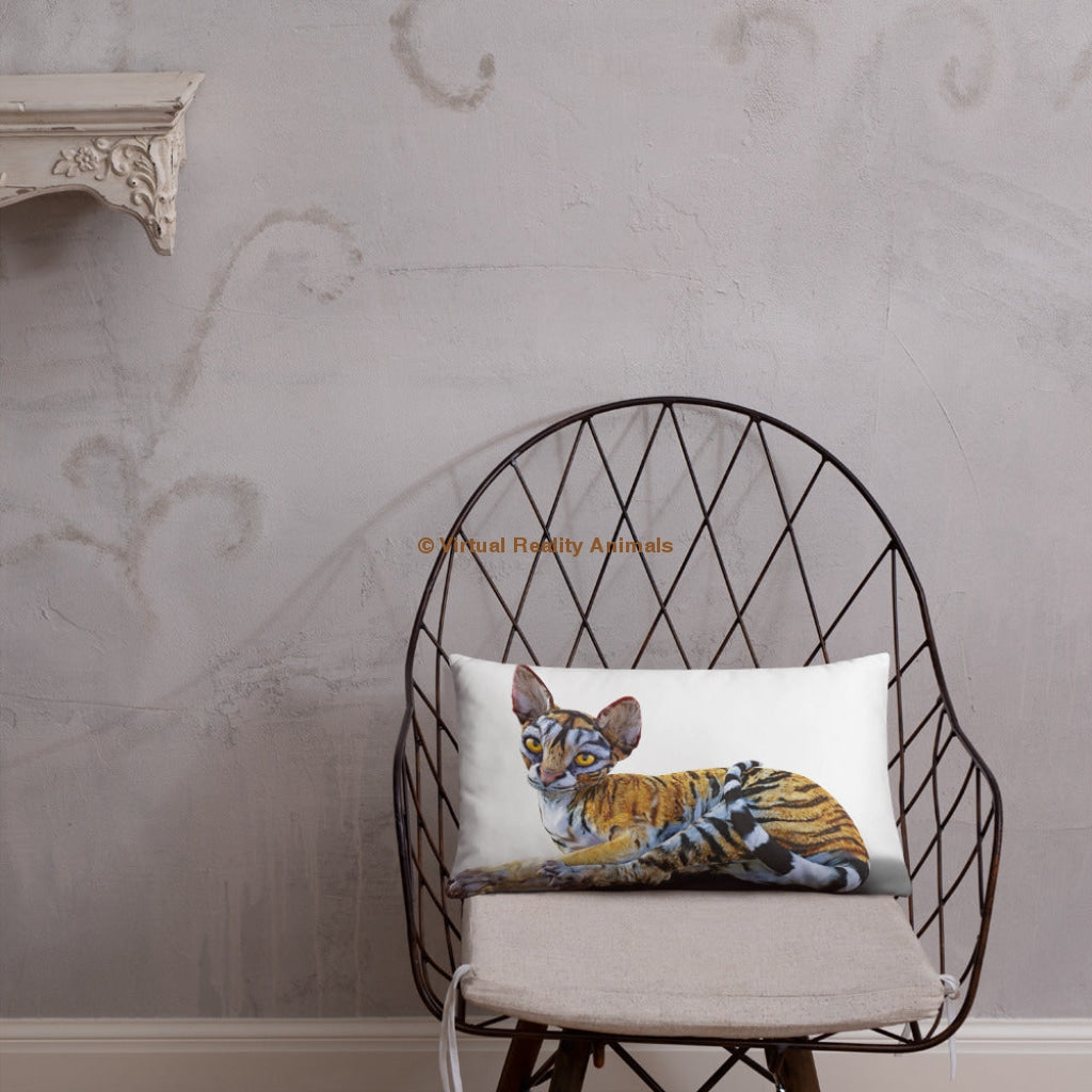 Tiger Sphynx Cat Art - Designer Throw Pillows 20×12