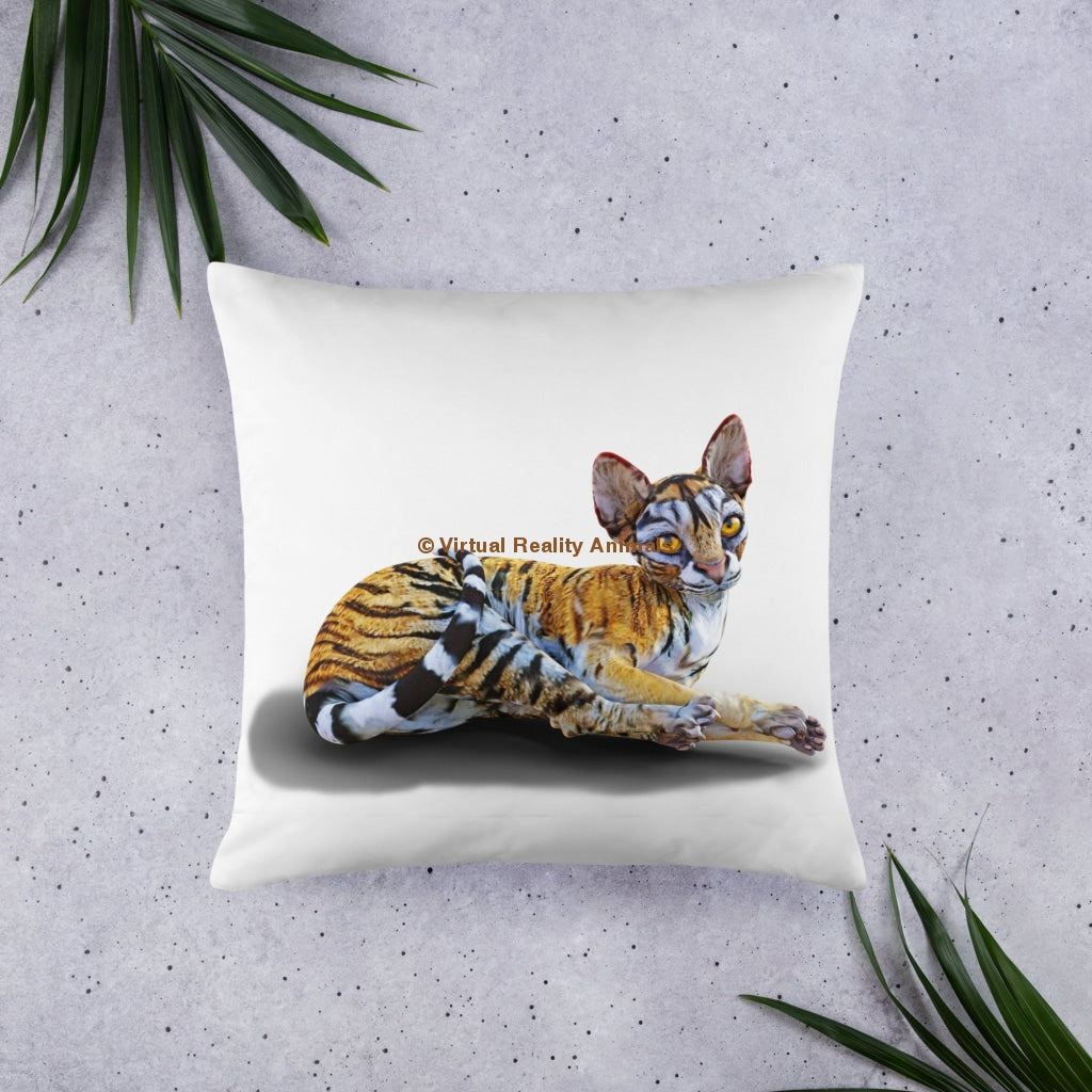 Tiger Sphynx Cat Art - Designer Throw Pillows