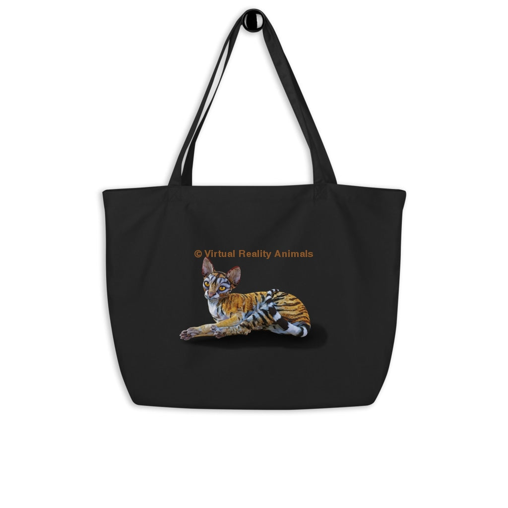 Tiger Sphynx Cat Art - Large Organic Animal Print Tote Bag Bags